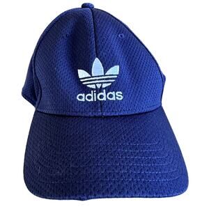 Adidas Trefoil Baseball Cap Mesh Breathable Curved Brim Cotton Blue Small/Medium